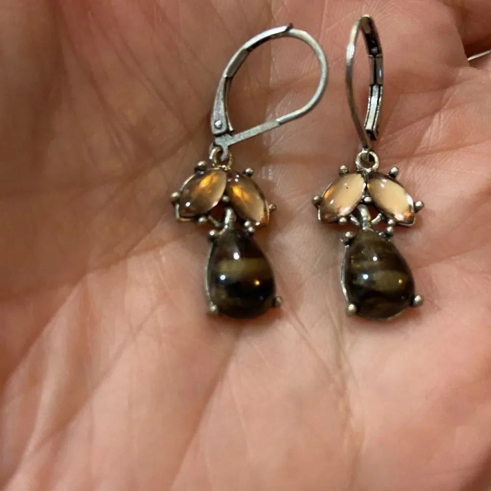 Vintage Avon Elegant Brown and Silver Earrings